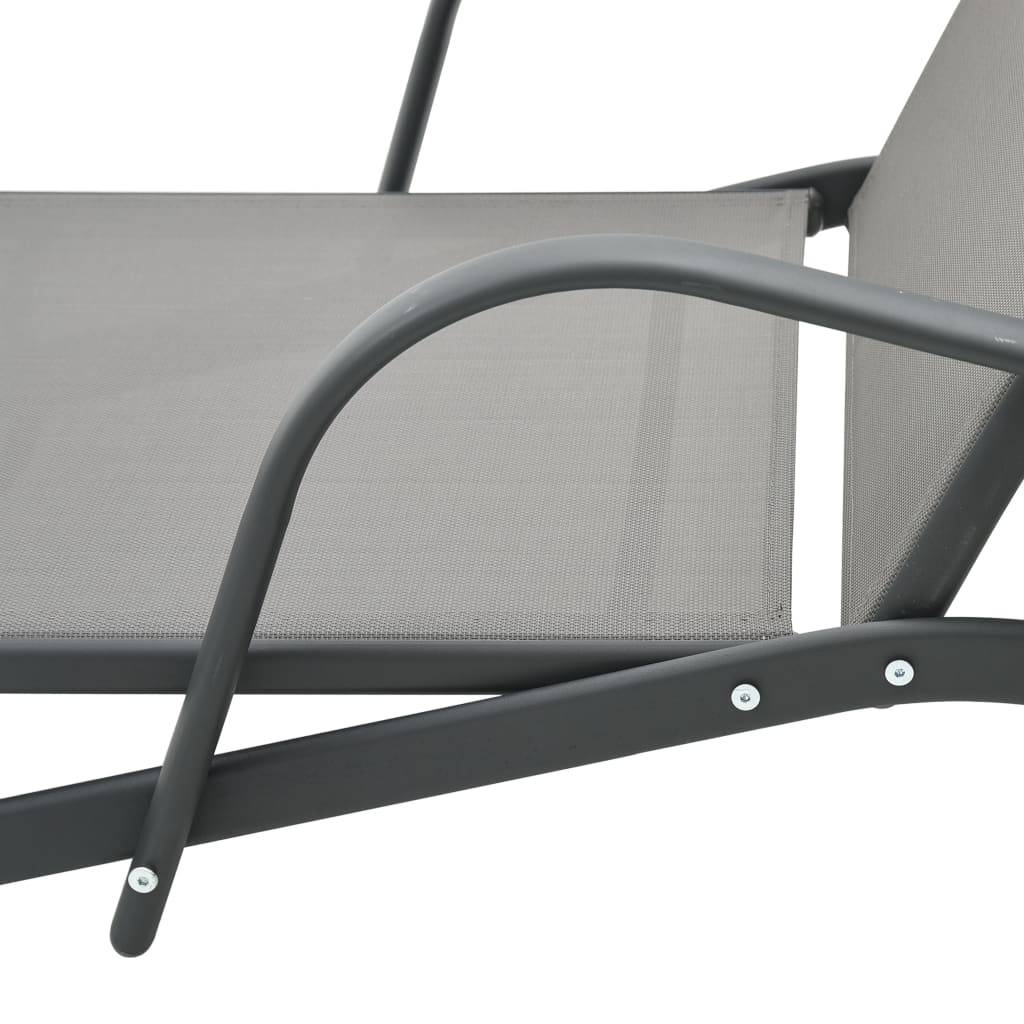 Helloshop26 - Transat chaise longue bain de soleil lit de jardin terrasse meuble d'extérieur acier et textilène - Imagen 6