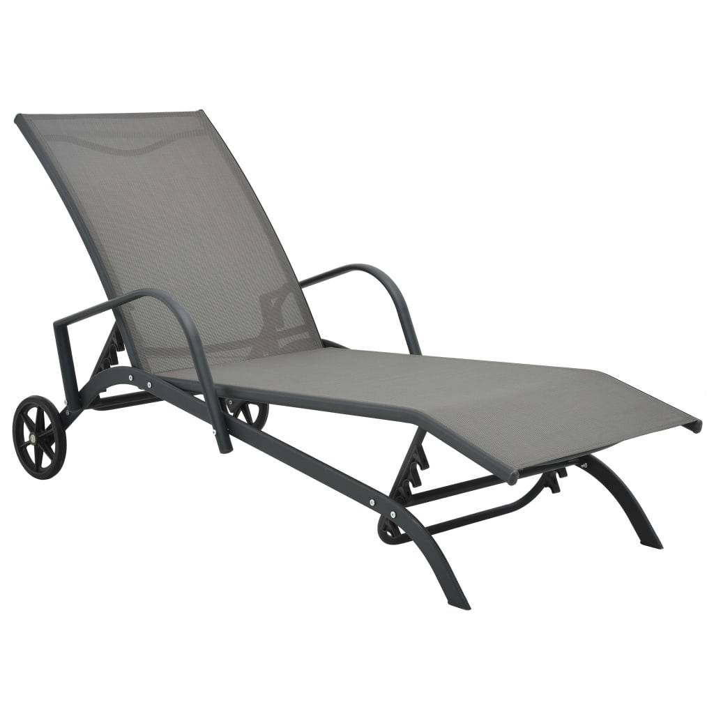 Helloshop26 - Transat chaise longue bain de soleil lit de jardin terrasse meuble d'extérieur acier et textilène - Imagen 1
