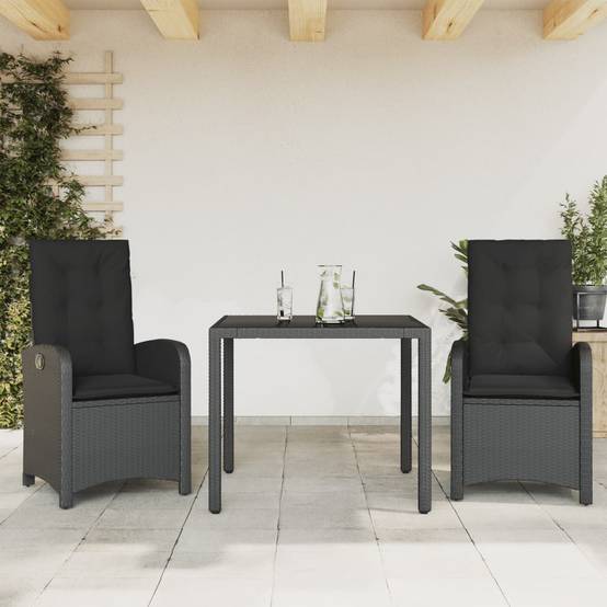 Vidaxl - Ensemble à manger de jardin avec coussins 3 pcs Noir vidaXL 3212203 - Image 1