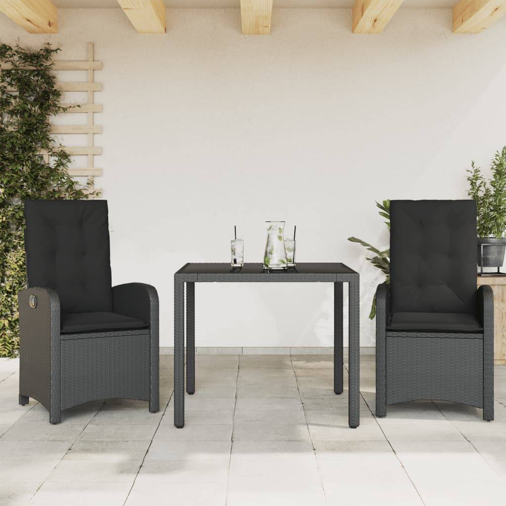 Vidaxl - Ensemble à manger de jardin avec coussins 3 pcs Noir vidaXL 3212203 - Image 1