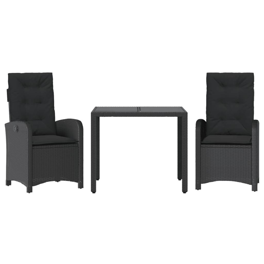 Vidaxl - Ensemble à manger de jardin avec coussins 3 pcs Noir vidaXL 3212203 - Image 2