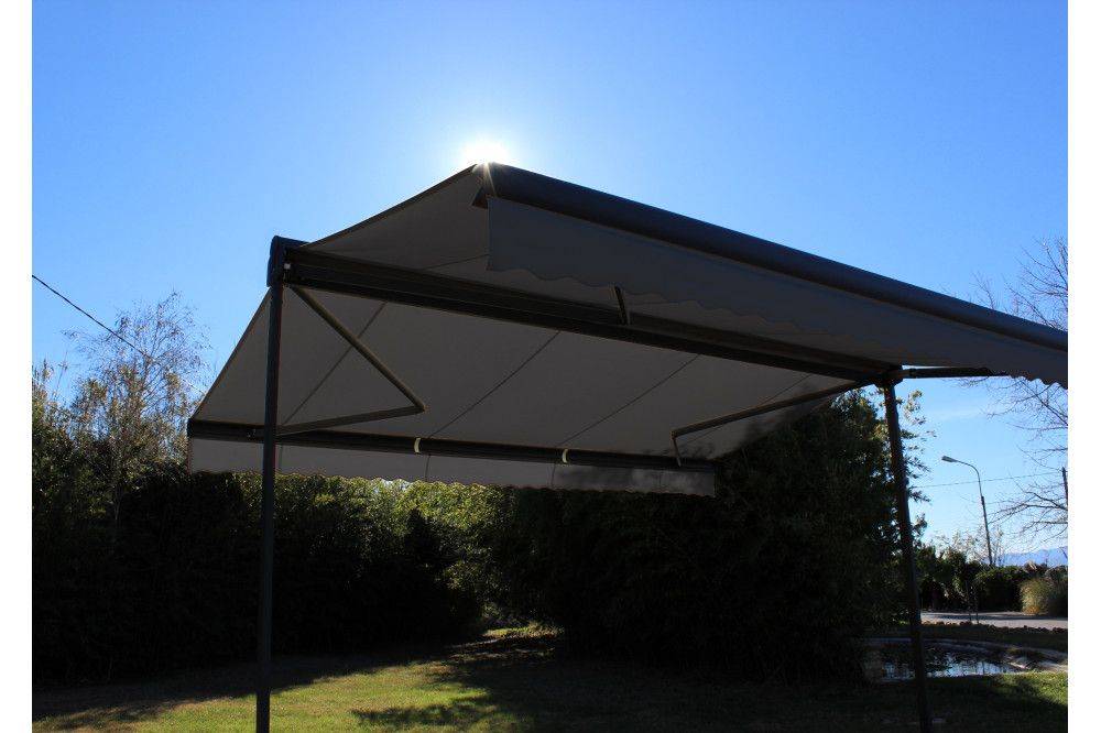 Ombrazur - Store double pente GARDEN Gris Anthracite 4mx3mx2 Motorisé à  télécommande - Toile Grise Anthracite OMBRAZUR - Imagen 2