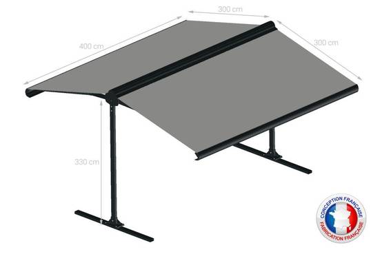 Ombrazur - Store double pente GARDEN Gris Anthracite 4mx3mx2 Motorisé à télécommande - Toile Grise Anthracite OMBRAZUR - Imagen 4