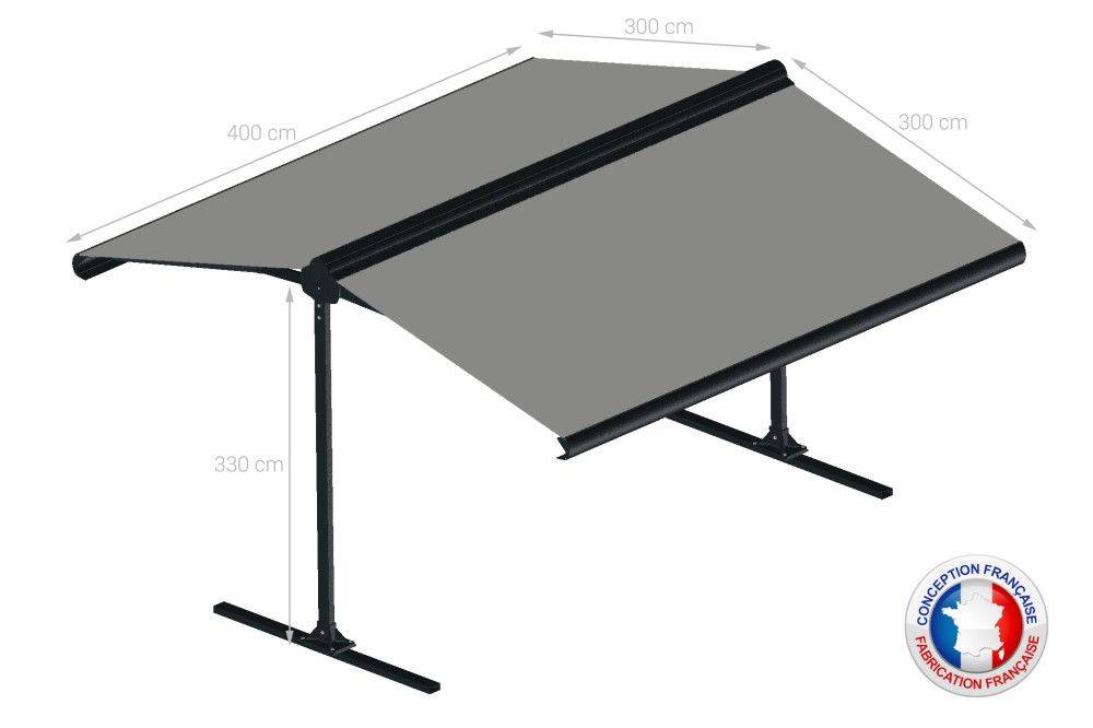 Ombrazur - Store double pente GARDEN Gris Anthracite 4mx3mx2 Motorisé à  télécommande - Toile Grise Anthracite OMBRAZUR - Imagen 4
