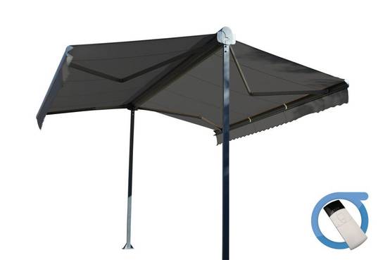 Ombrazur - Store double pente GARDEN Gris Anthracite 4mx3mx2 Motorisé à télécommande - Toile Grise Anthracite OMBRAZUR - Imagen 1