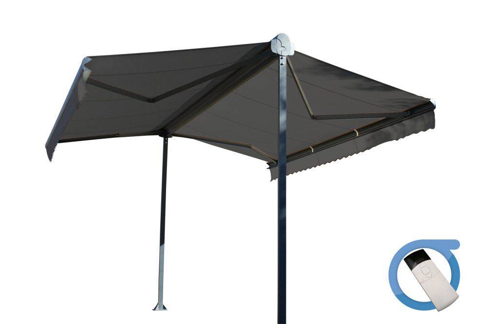 Ombrazur - Store double pente GARDEN Gris Anthracite 4mx3mx2 Motorisé à  télécommande - Toile Grise Anthracite OMBRAZUR - Imagen 1