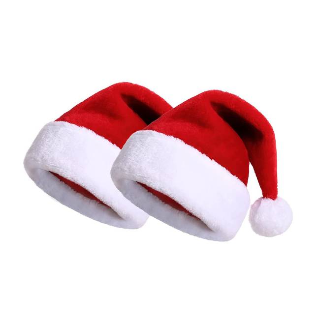 Décorations de Noël en  rouge pour enfants, bonnet de Père Noël, 38 x 28 cm, lot de 2 - Image 1