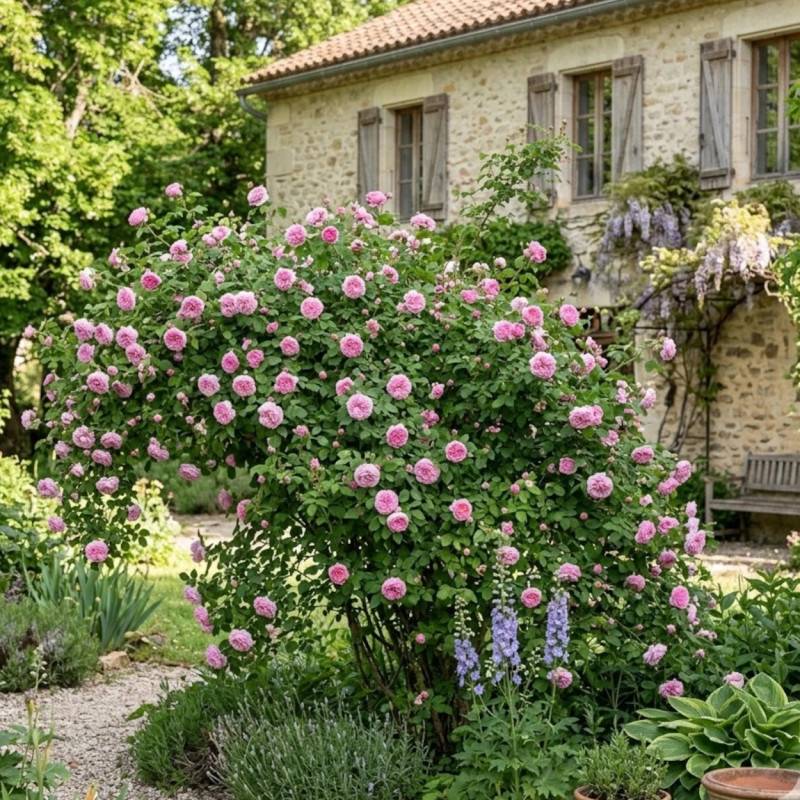 Rosier ancien Jacques Cartier à fleurs Rose/ - feuillage Caduc - Pot de 3L - 20/40 cm - Image 3