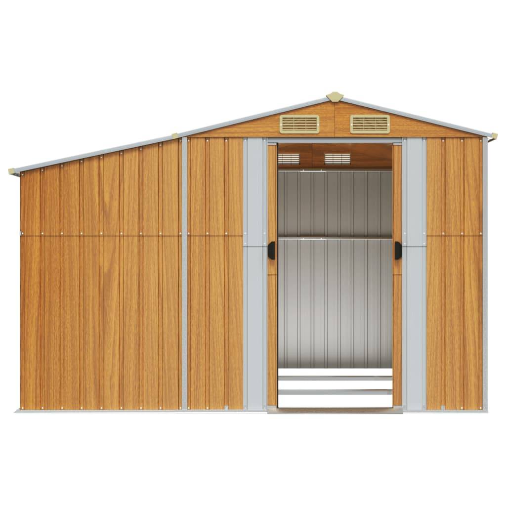Helloshop26 - Abri de jardin cabane cabanon maison de stockage remise extérieur hangar outils robuste clair 277 x 279 x 179 cm acier galvanisé marron - Imagen 4