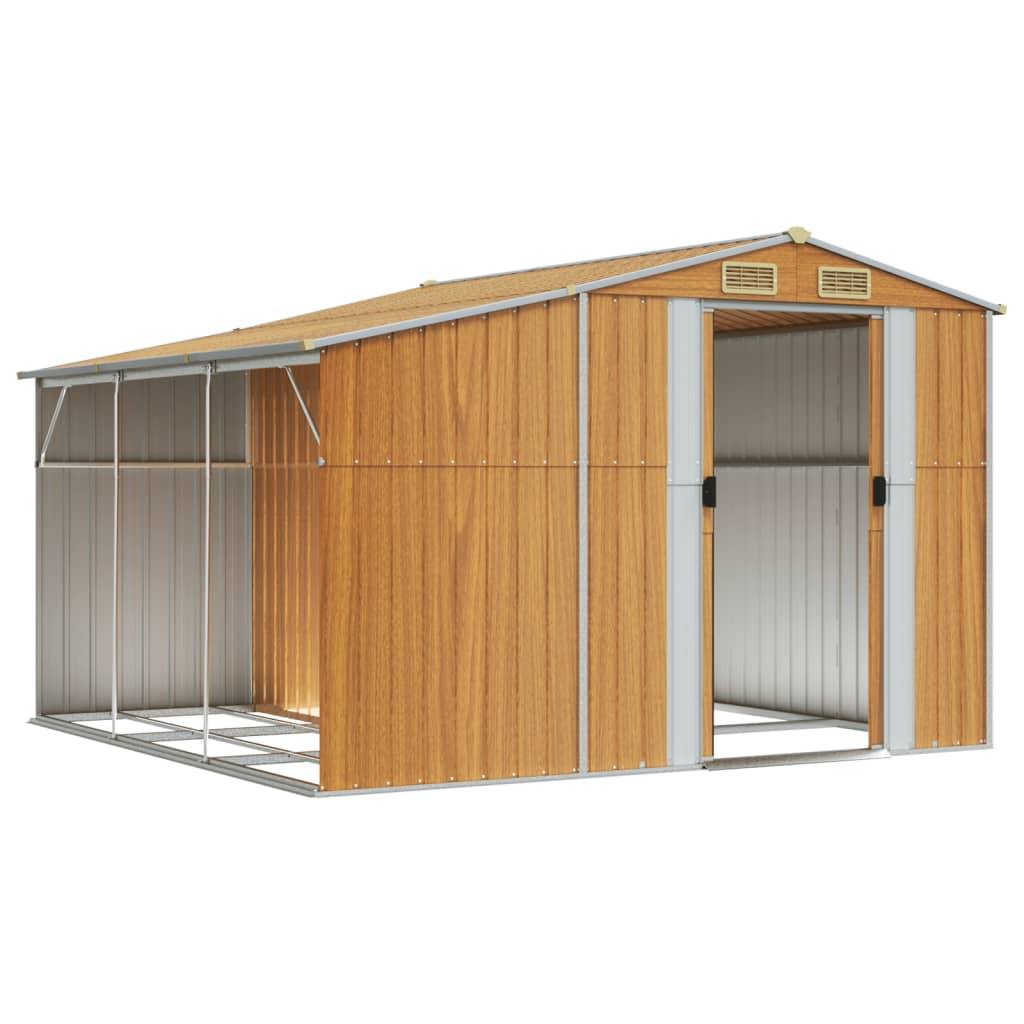 Helloshop26 - Abri de jardin cabane cabanon maison de stockage remise extérieur hangar outils robuste clair 277 x 279 x 179 cm acier galvanisé marron - Imagen 2