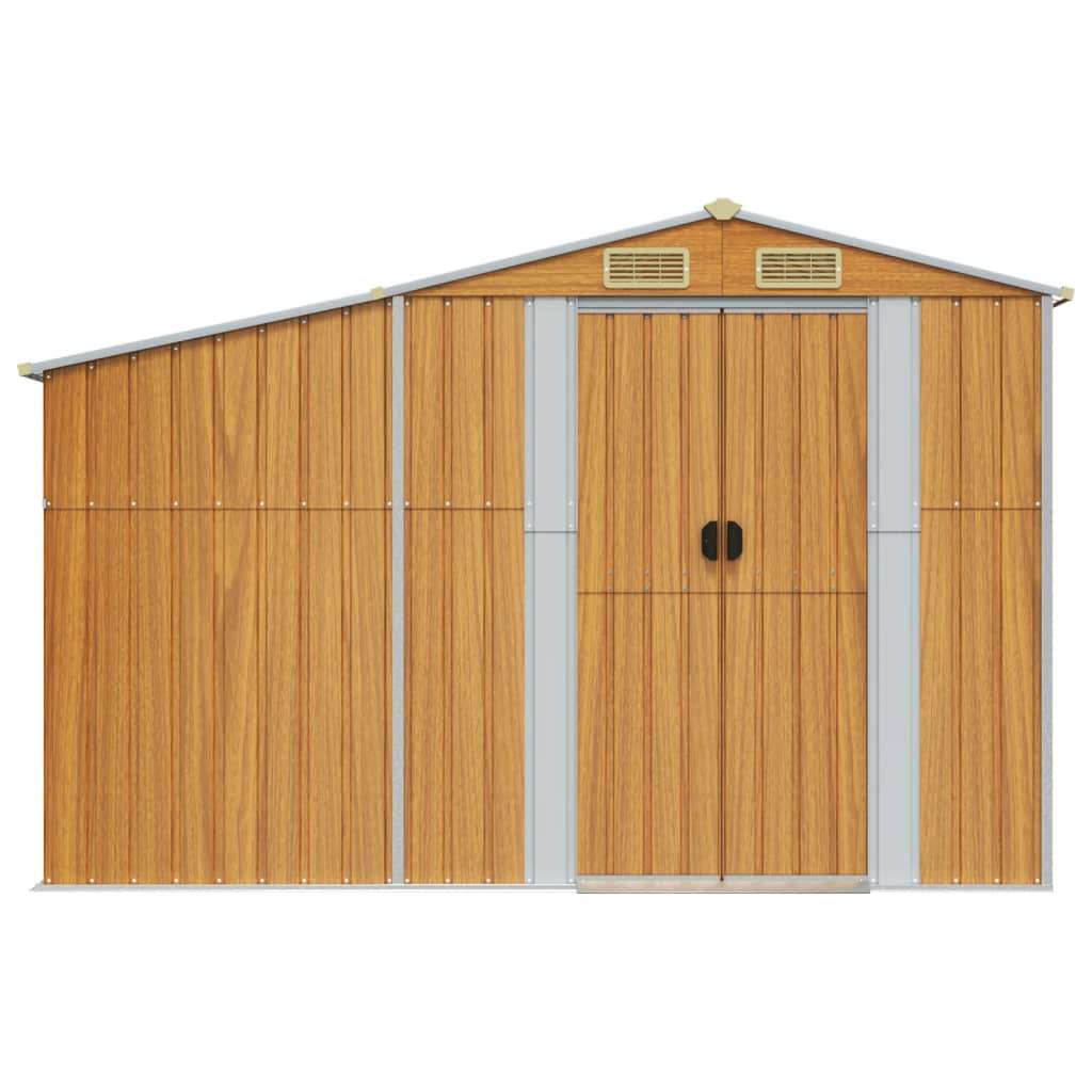 Helloshop26 - Abri de jardin cabane cabanon maison de stockage remise extérieur hangar outils robuste clair 277 x 279 x 179 cm acier galvanisé marron - Imagen 3