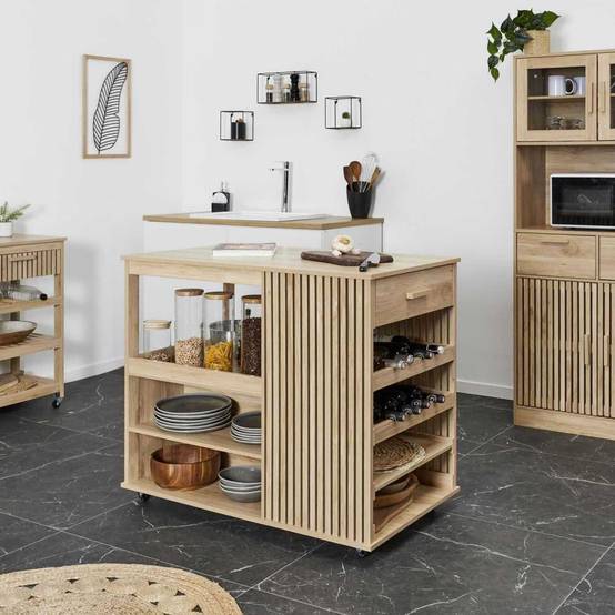 The Home Deco Factory - Ilot de cuisine en bois Klaus - Image 2