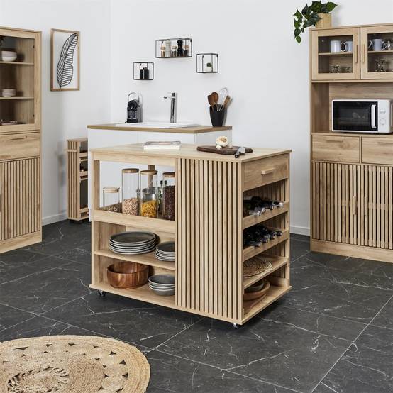 The Home Deco Factory - Ilot de cuisine en bois Klaus - Image 10