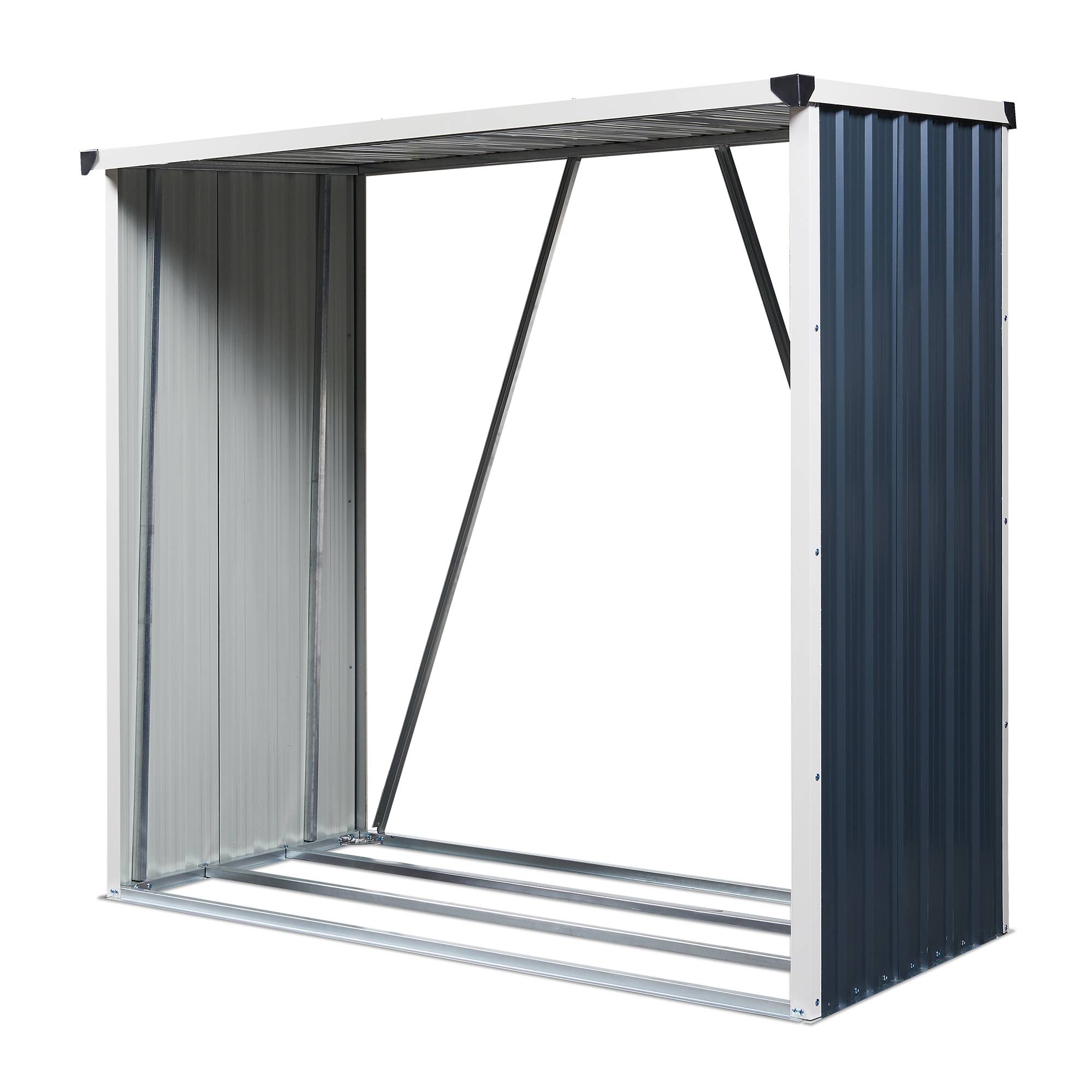 Casa.Pro - Leñera para almacenamiento exterior de acero galvanizado 156 x 80 x 152 cm gris antracita [casa.pro] - Imagen 1