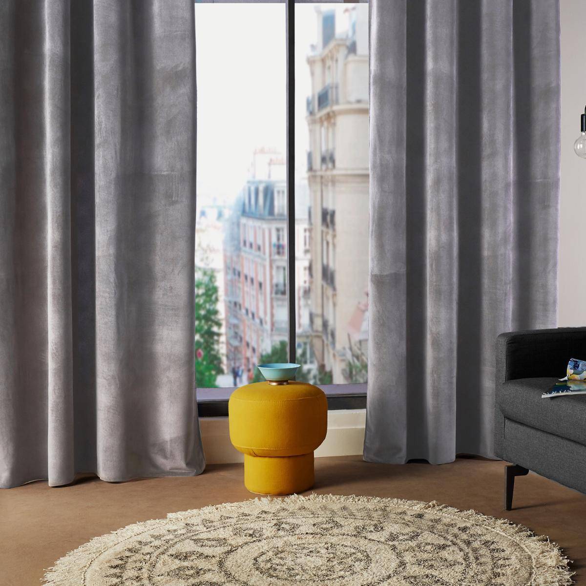 Atmosphera - Lot de 2 Rideaux à  œillets 140 x 260 cm Lilou Gris Foncé - Imagen 4