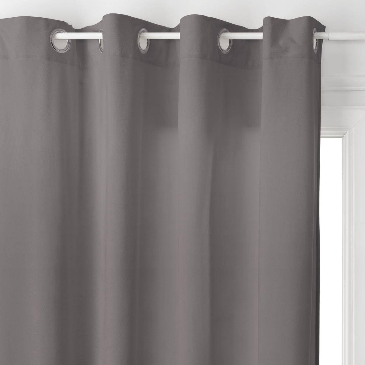 Atmosphera - Lot de 2 Rideaux à  œillets 140 x 260 cm Lilou Gris Foncé - Imagen 2