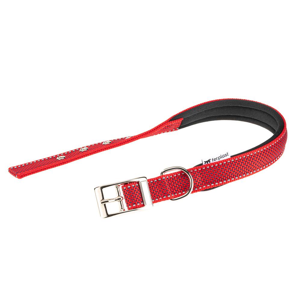 Ferplast - Collier pour Chiens Réfléchissant Rembourré DAYTONA DELUXE C25/53, Réglable, Boucle en Métal, Rouge-Noir - Imagen 1