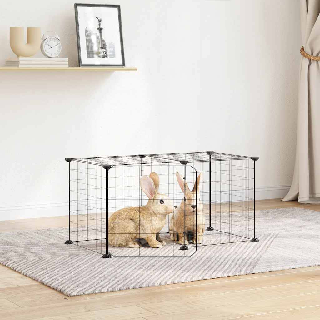 Vidaxl - Cage animaux de compagnie à 8 panneaux et porte Noir 70x35x35 cm vidaXL 3114050 - Imagen 1