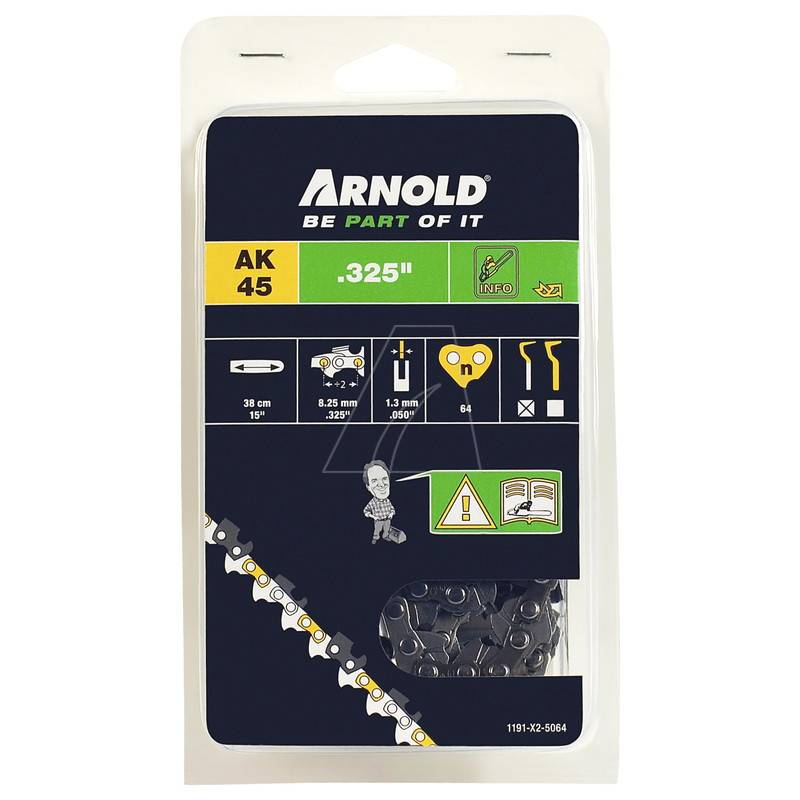 Arnold - Chaîne de tronçonneuse 325"/1,3 mm - 64 maillons d’entraineurs - gouges demi-rondes Arnold