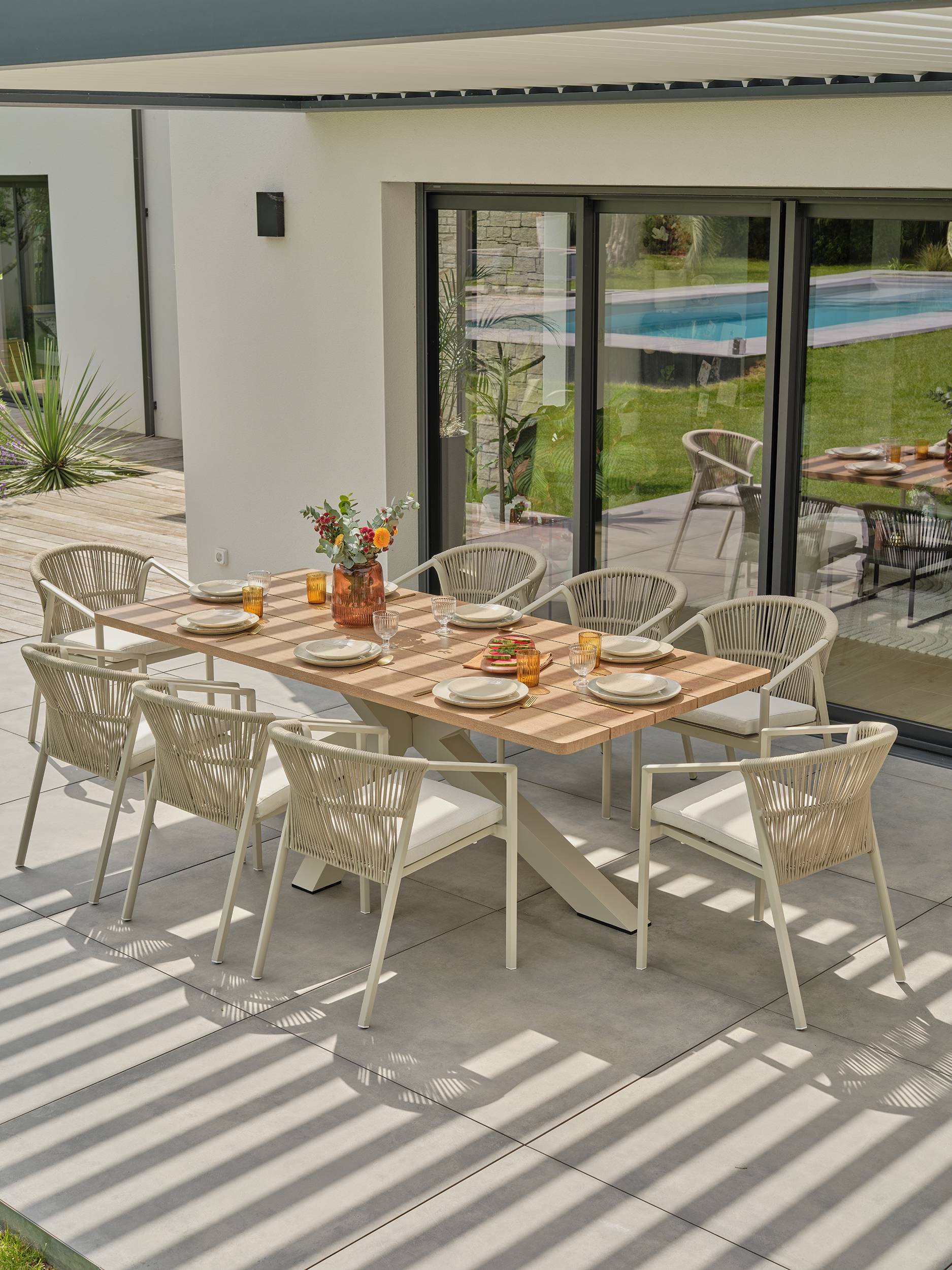Ensemble repas de jardin KELIA 8 places - GREGE - REMARQUABLE - Image 2