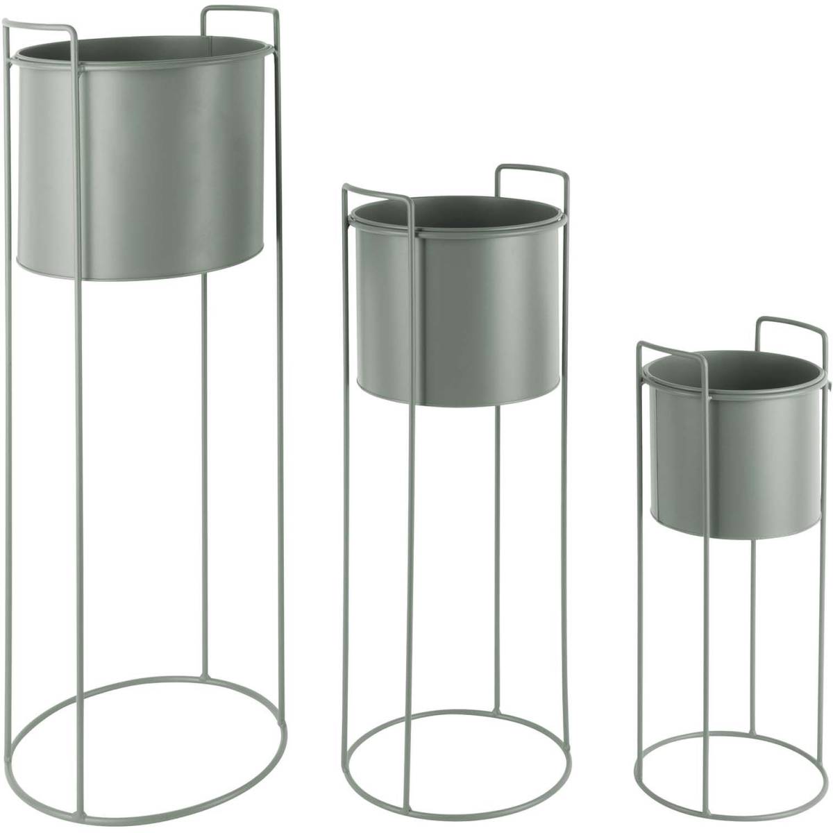 Pt Living - Set de 3 supports à plantes ronds en métal Essence Vert - Imagen 1