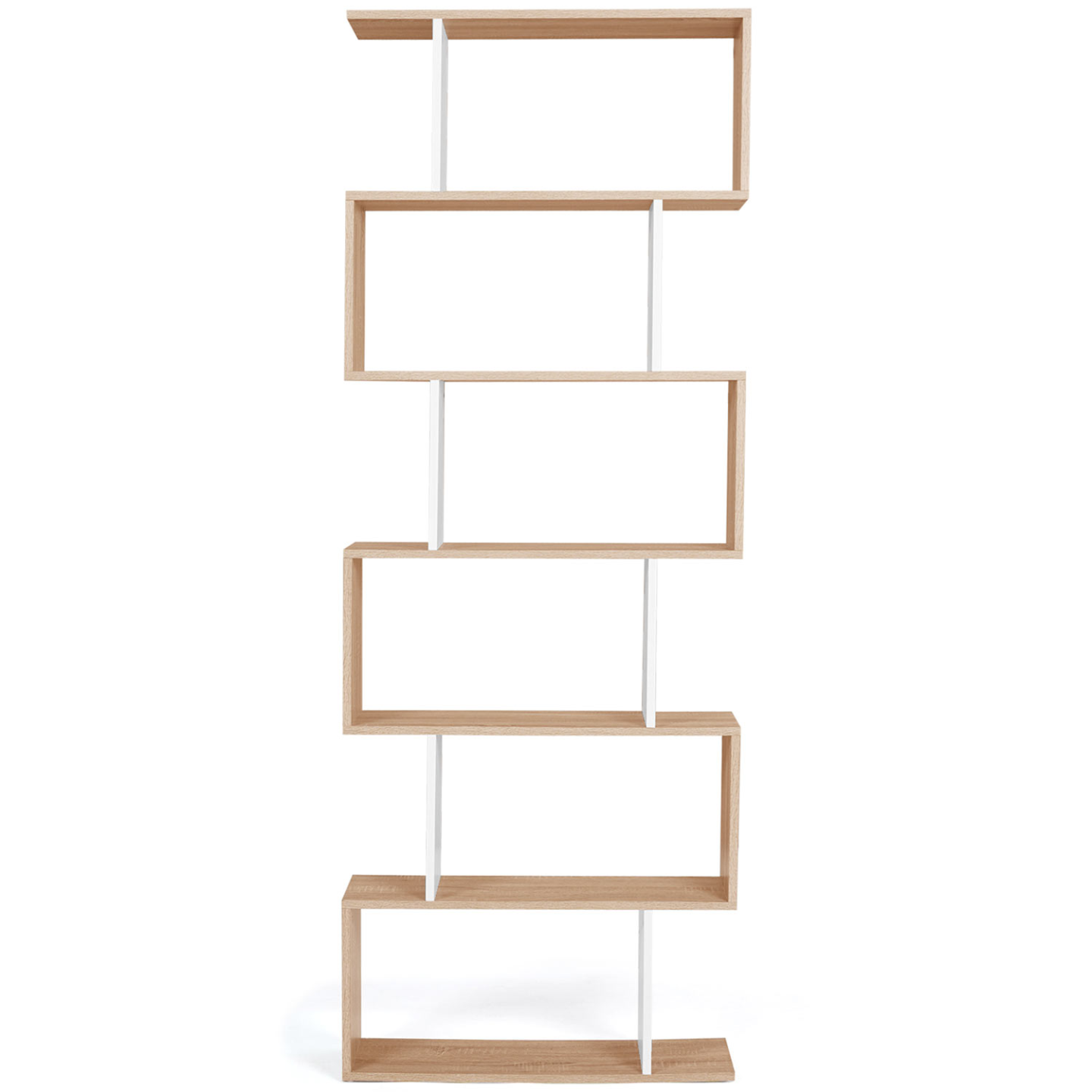 IDMARKET - Etagère bibliothèque SOFIA forme S façon hêtre et blanc 189 cm - Image 3