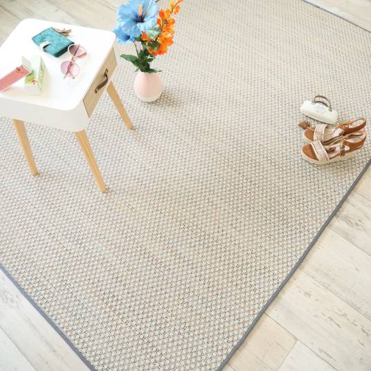 Decoweb - Tapis extérieur ou intérieur en Tissé plat - Sumatra silver multicolore - Galon gris ardoise - 140 x 200 cm - Decoweb - Imagen 1