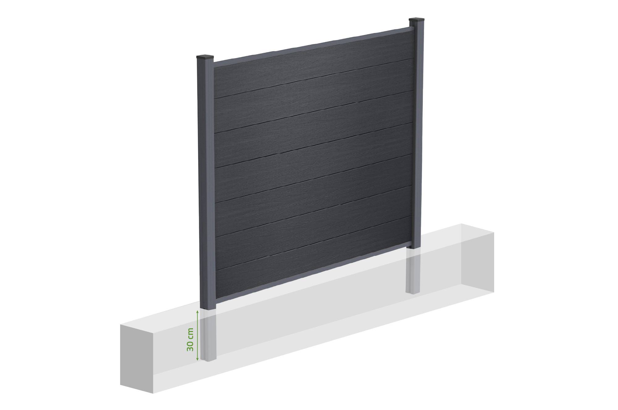 Casanoov Clôture composite Stockhorn 4 m, hauteur 150  cm, à installer dans le sol, gris - Image 7