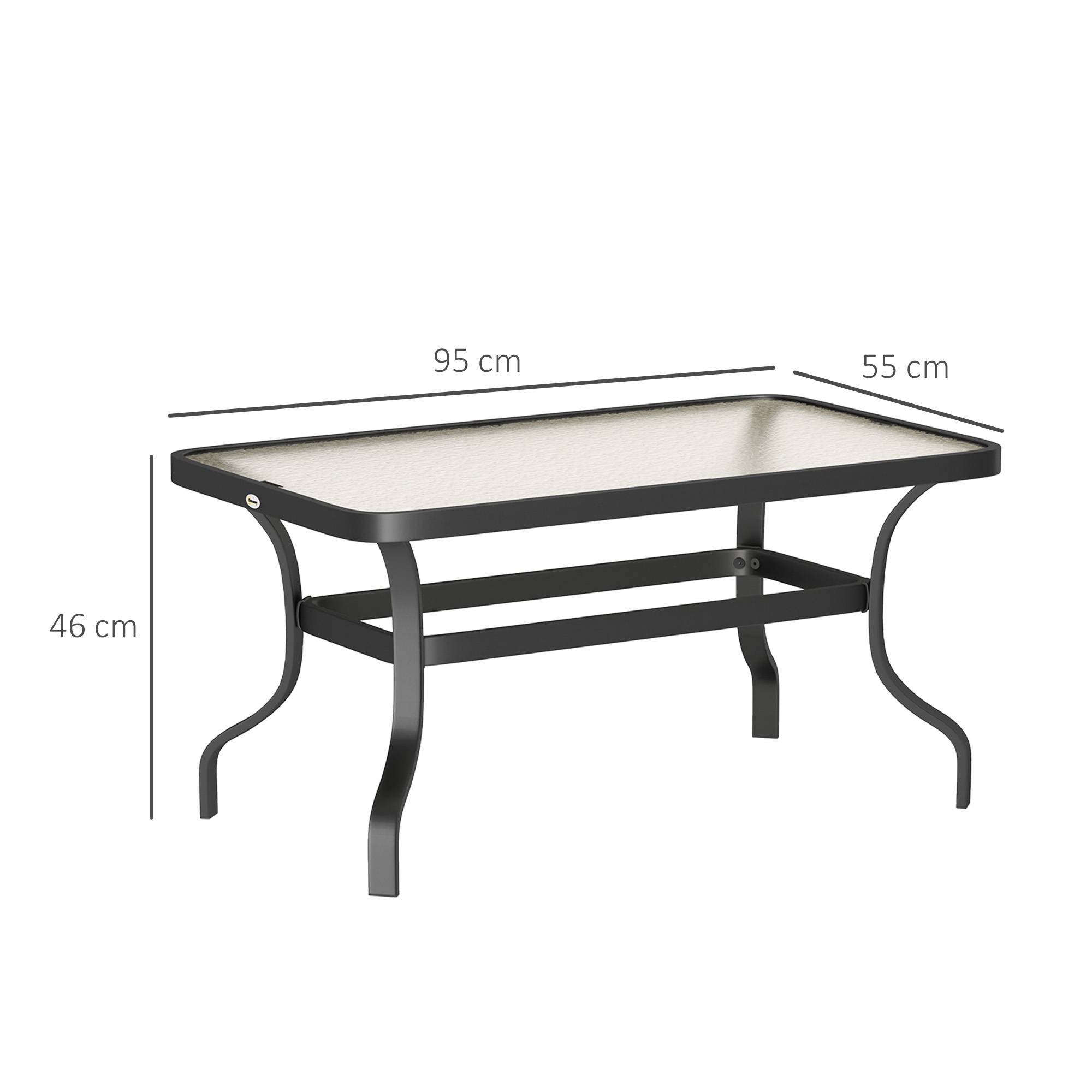 Table d'appoint en verre trempé, métal, noir, 95 x 55 x 46 cm - PANGIVO - Image 3