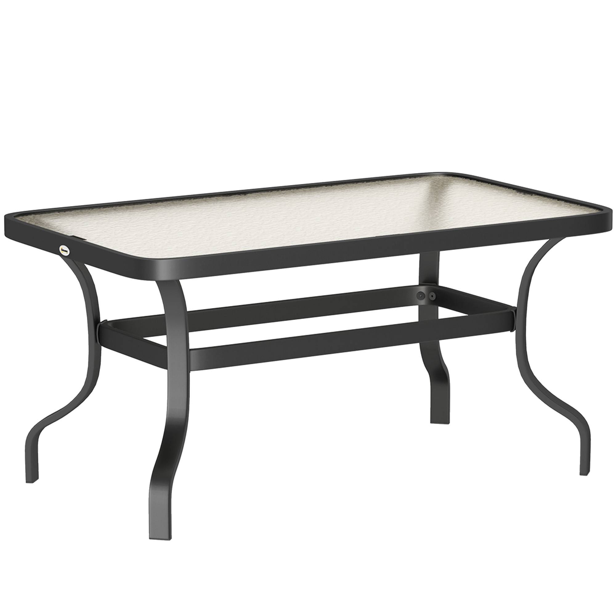 Table d'appoint en verre trempé, métal, noir, 95 x 55 x 46 cm - PANGIVO - Image 1