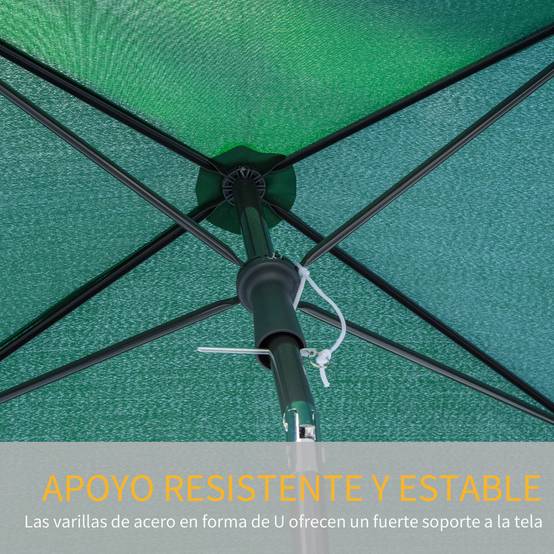 ComfortXL - Parasol Rectangulaire Aluminium pour Balcon Jardin Inclinable Vert 198x130 cm - ComfortXL Outdoor Living - Image 8