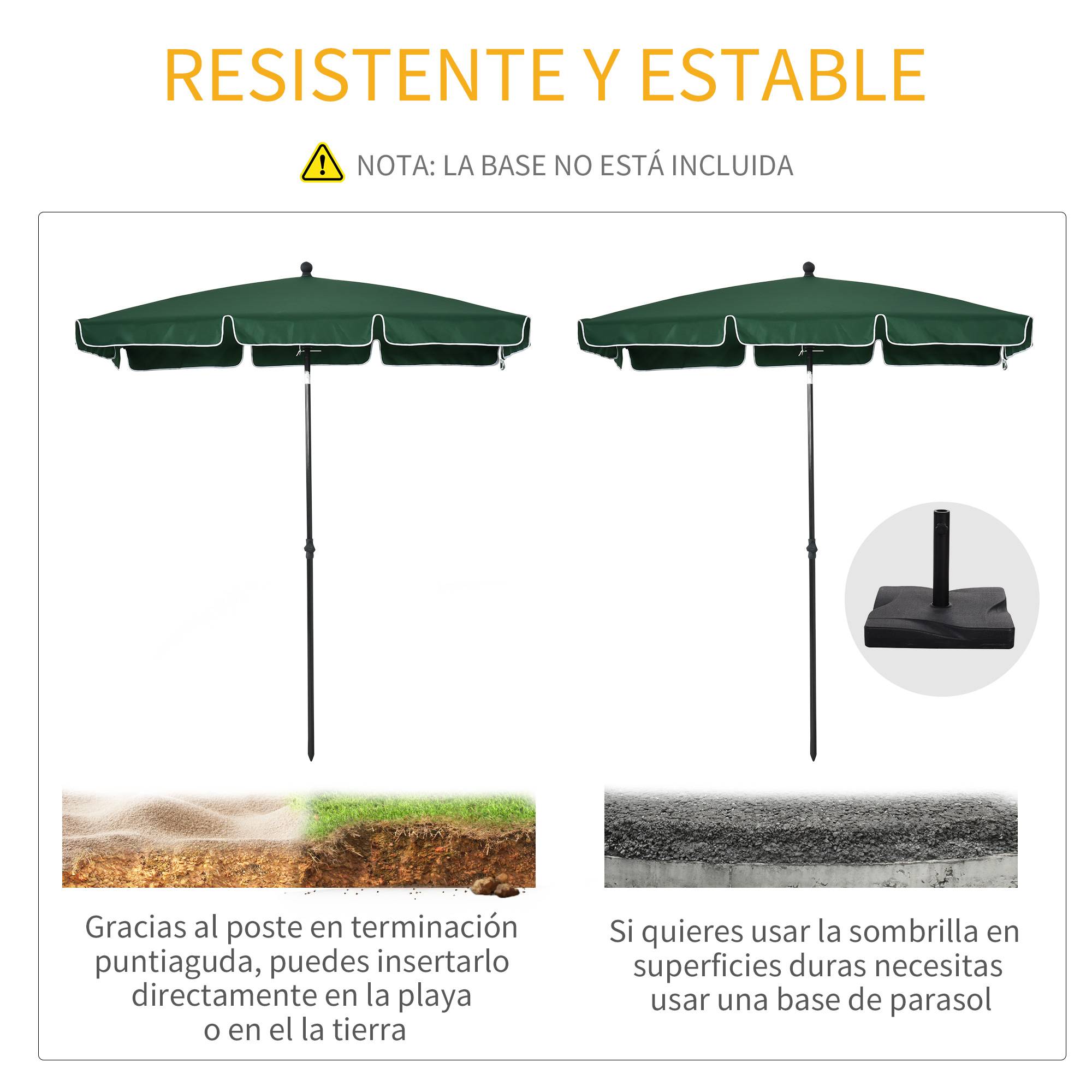 ComfortXL - Parasol Rectangulaire Aluminium pour Balcon Jardin Inclinable Vert 198x130 cm - ComfortXL Outdoor Living - Image 7