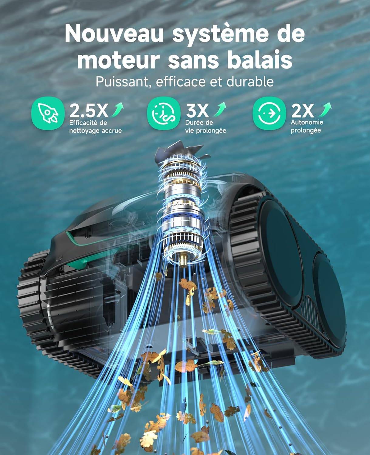 Robot de Piscine Sans Fil Wybot C2 - Double Filtration Ultra-Fine - Batterie grande autonomie - Application Smartphone - Image 5