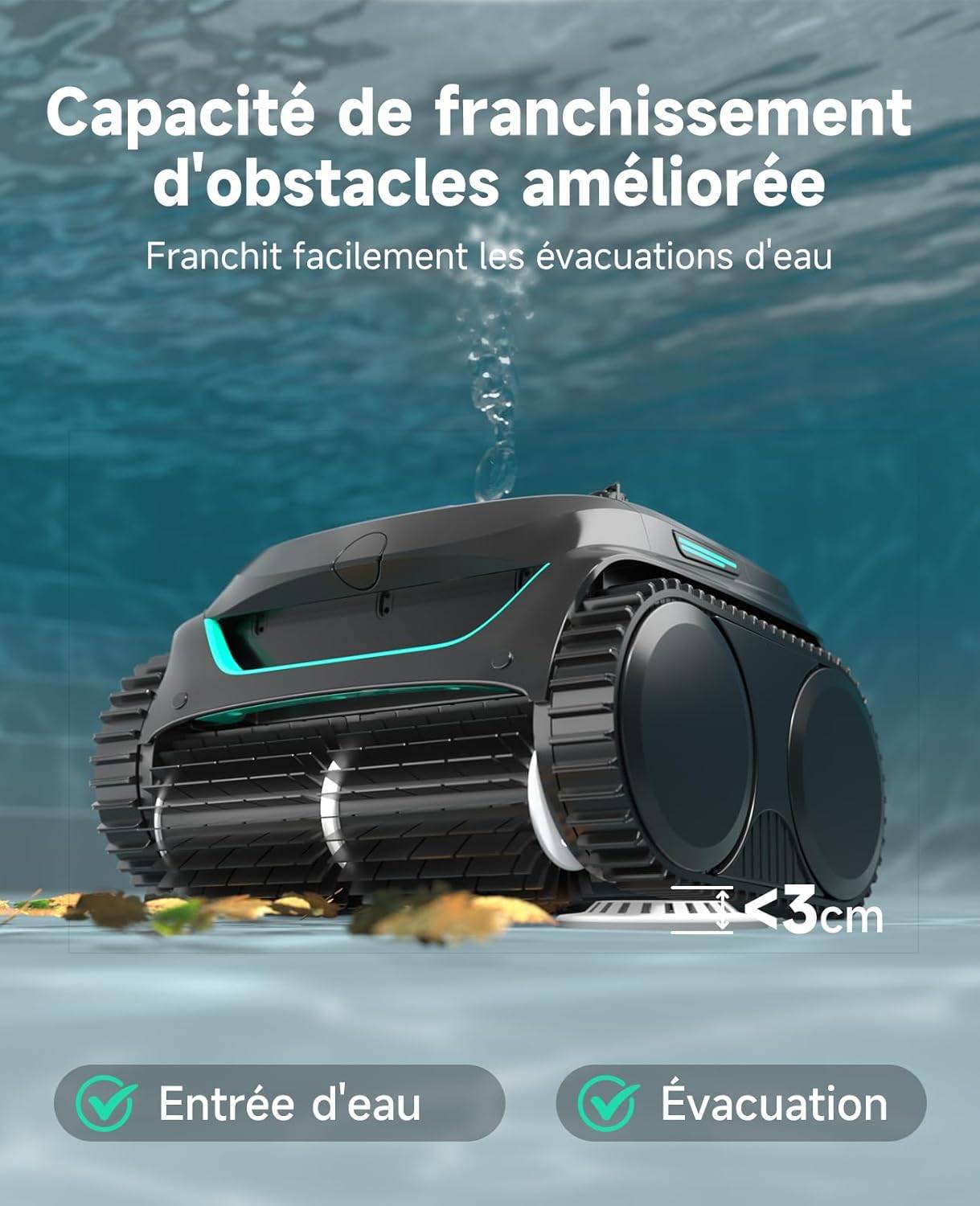 Robot de Piscine Sans Fil Wybot C2 - Double Filtration Ultra-Fine - Batterie grande autonomie - Application Smartphone - Image 10