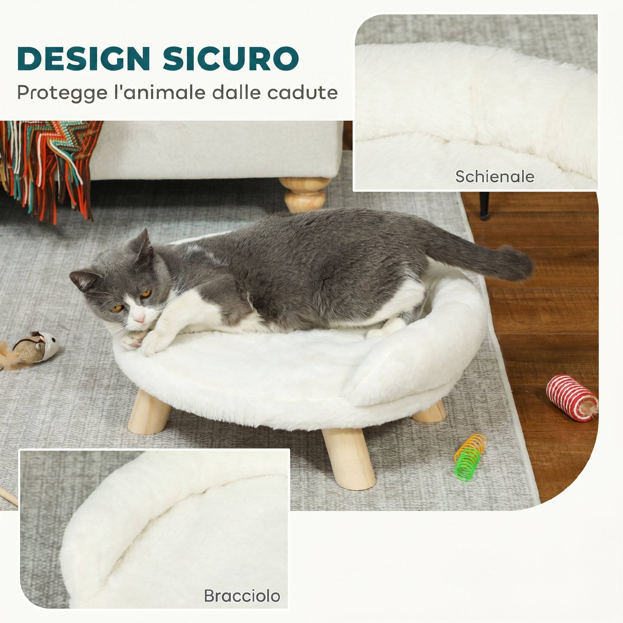Tierbett für Hunde und Katzen, weiches & waschbares Kissen, Schutzrand, 40,5 x 40,5 x 33 cm - Image 9