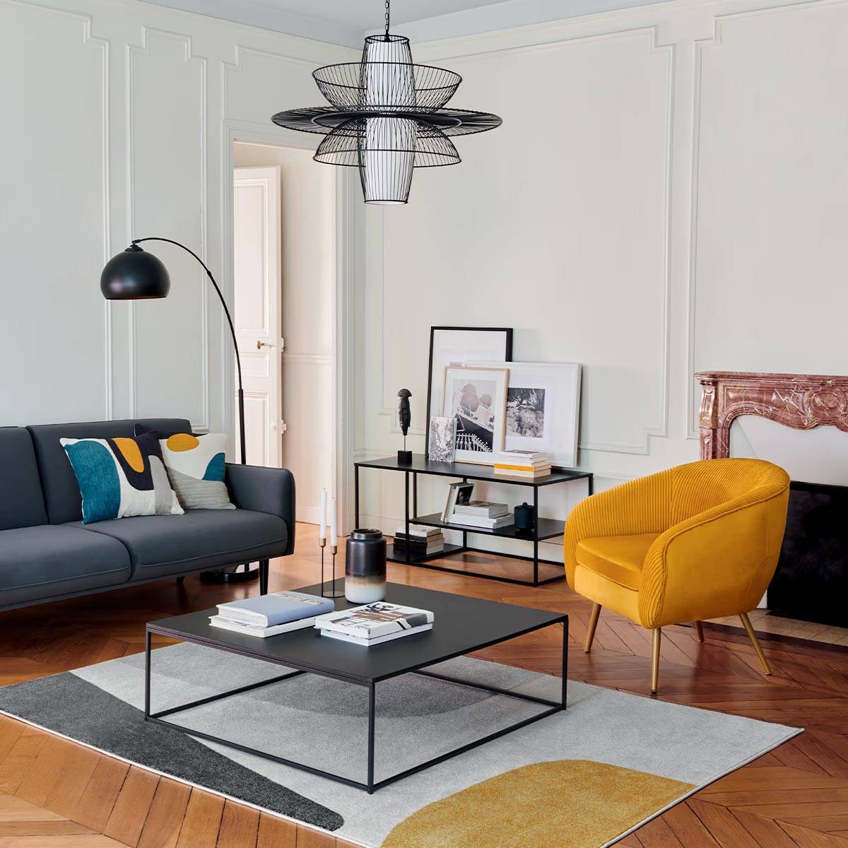 Fauteuil velours jaune Solaro Atmosphera - Image 7