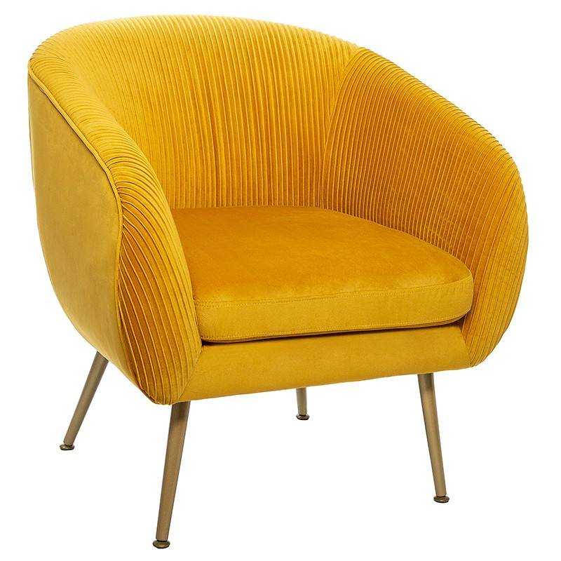Fauteuil velours jaune Solaro Atmosphera - Image 1