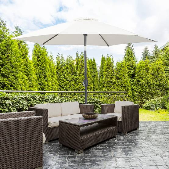 Parasol droit parasol inclinable de jardin balcon terrasse manivelle - 260x260x235cm Métal Crème fr184 - Image 3
