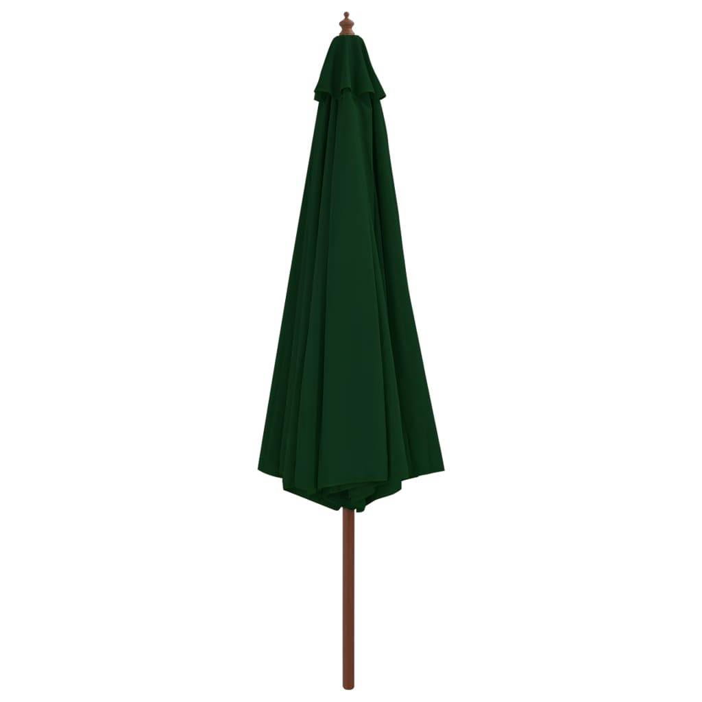 Helloshop26 - Parasol avec mât en bois 350 cm vert - Image 2