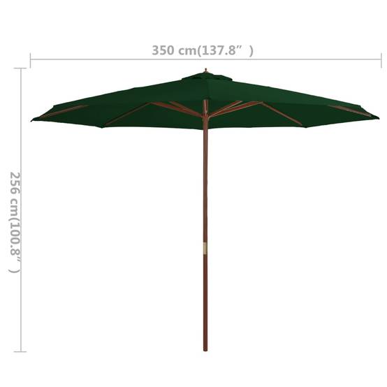 Helloshop26 - Parasol avec mât en bois 350 cm vert - Image 4