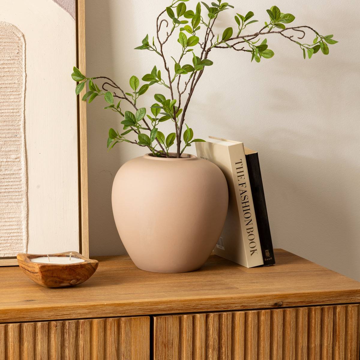 Atmosphera - Vase boule Rily céramique taupe H22cm - Atmosphera Créateur d'intérieur - Imagen 1