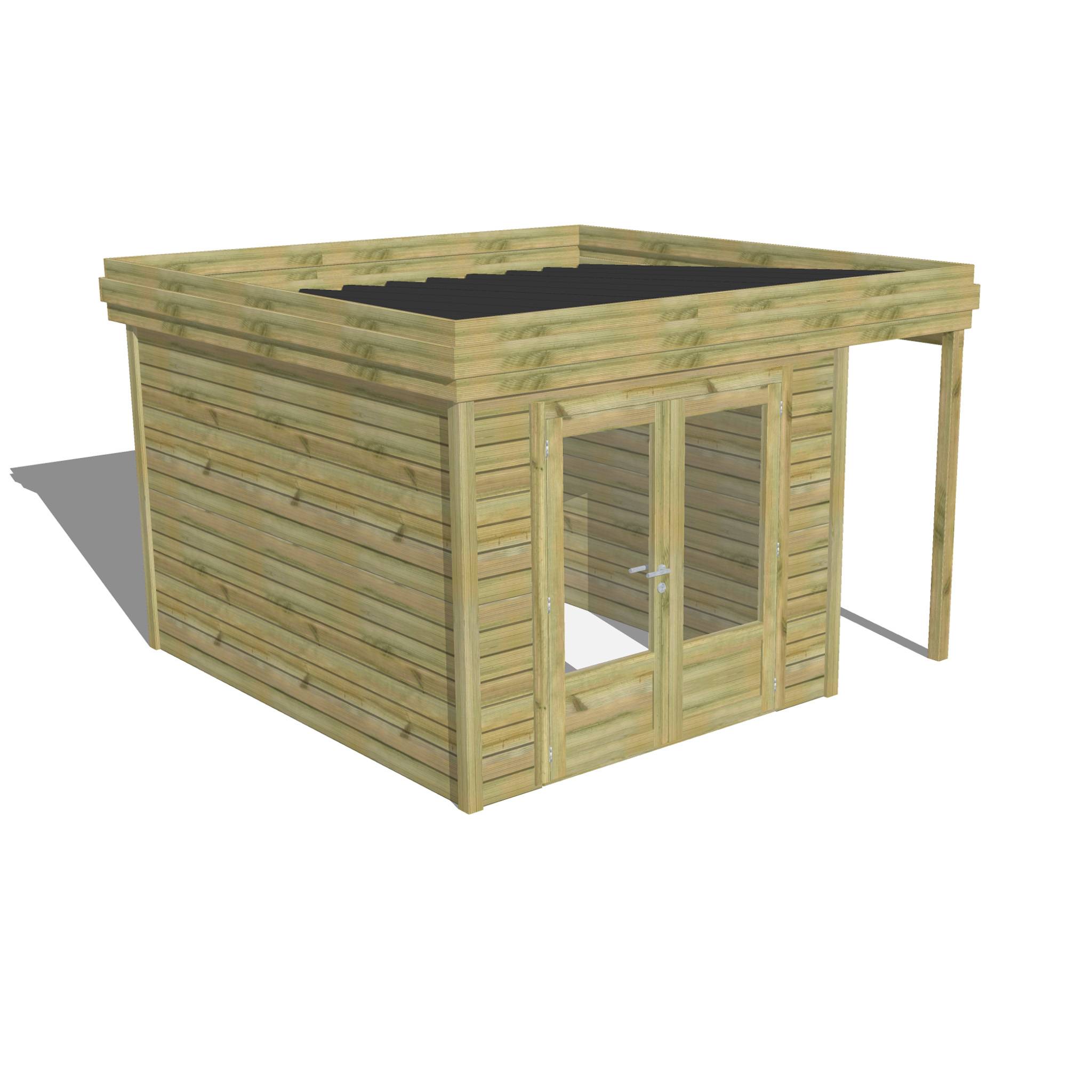 ABRI DE JARDIN bois autoclave 27mm - 3,64x3,44m / 13m2 - Bac acier - Abri Français - Image 1