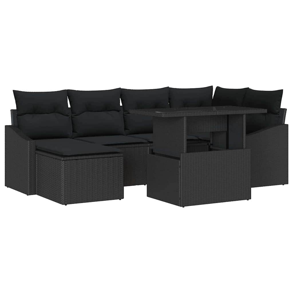 ComfortXL - Salon de Jardin Noir 7 Pièces avec Repose-Pieds Résine et Acier Laqué – ComfortXL Outdoor Living - Image 2