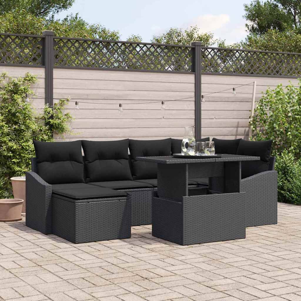 ComfortXL - Salon de Jardin Noir 7 Pièces avec Repose-Pieds Résine et Acier Laqué – ComfortXL Outdoor Living - Image 1