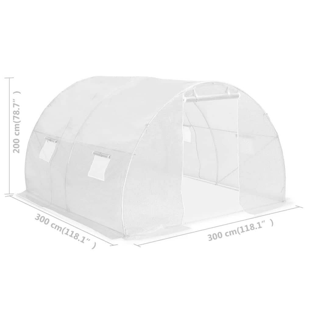 Serre Tunnel Jardin Acier Galvanisé PE 170g Protection Cultures 9m² Blanc - ComfortXL Outdoor Living - Image 8