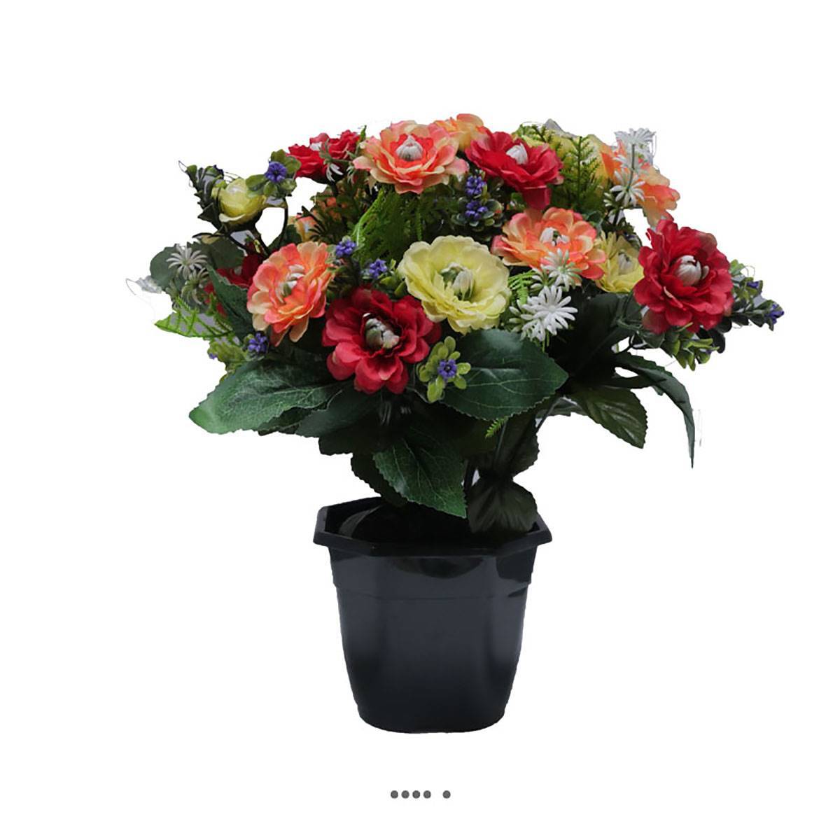 Artificielles - Pot fleurs artificielles pour le cimetière renoncules fleurettes H 36 cm D 30 cm Multicouleur - couleur: Multi 010 - Imagen 1