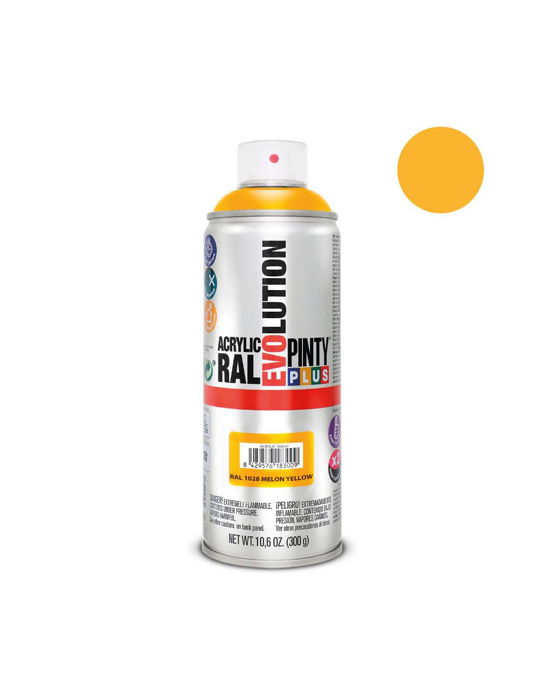 Peinture En Aérosol Pintyplus Evolution 520cc Ral 1028 Jaune Melon - Image 1