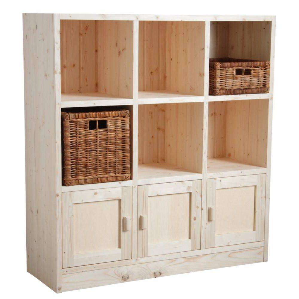 Aubry Gaspard - Bibliothèque 6 cases 3 portes en épicéa brut - Imagen 2