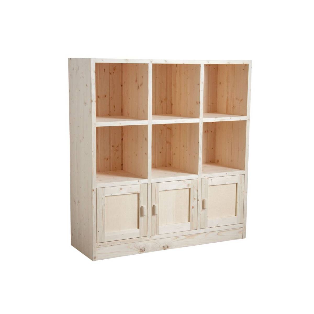 Aubry Gaspard - Bibliothèque 6 cases 3 portes en épicéa brut - Imagen 1