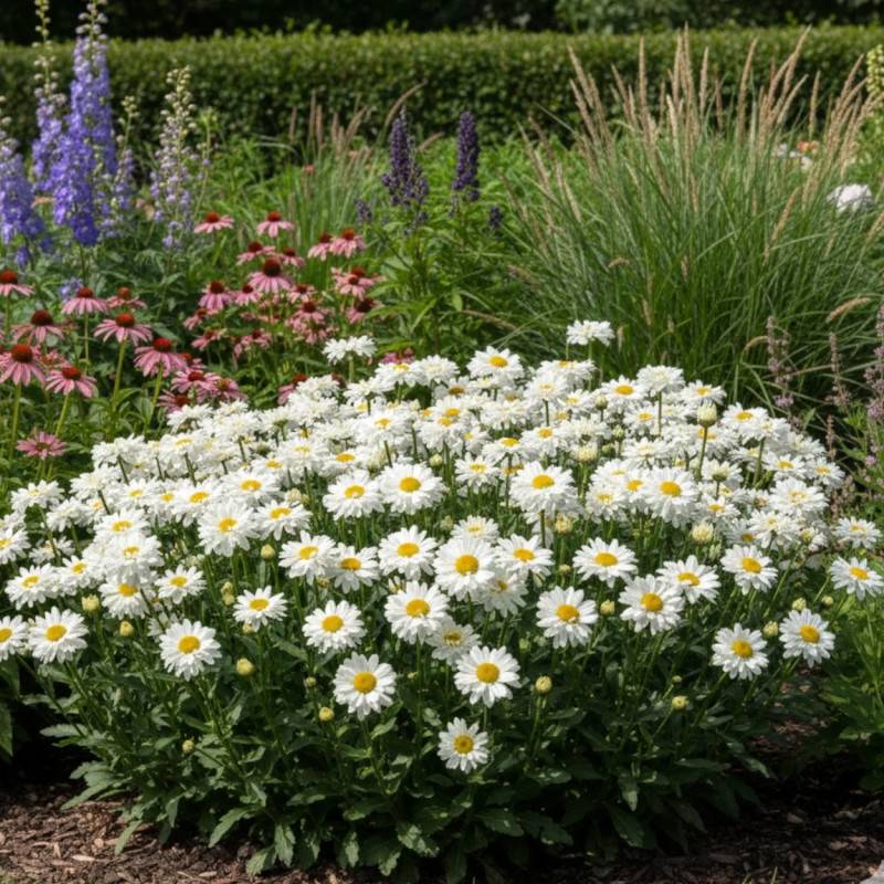 Marguerite d'été Victorian Secret® à fleurs Blanche/Jaune - feuillage Caduc - Godet - 5/20 cm - Imagen 1